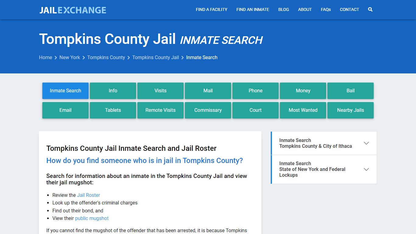 Inmate Search: Roster & Mugshots - Tompkins County Jail, NY